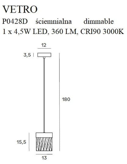 Maxlight P0428D Hanglamp Vetro