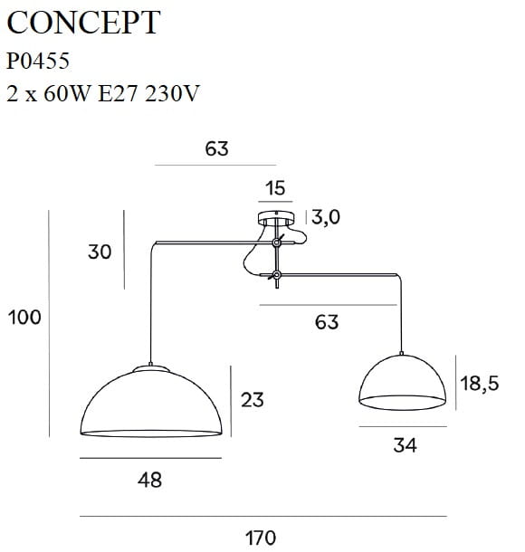 Maxlight P0455 Hanglamp Concept Zwart