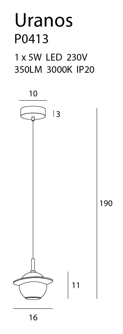 Maxlight P0413 Hanglamp Uranos Wit