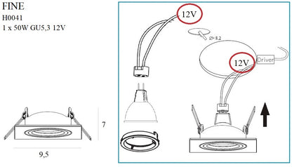 Maxlight H0041 Recessed Fine Vierkant Chroom