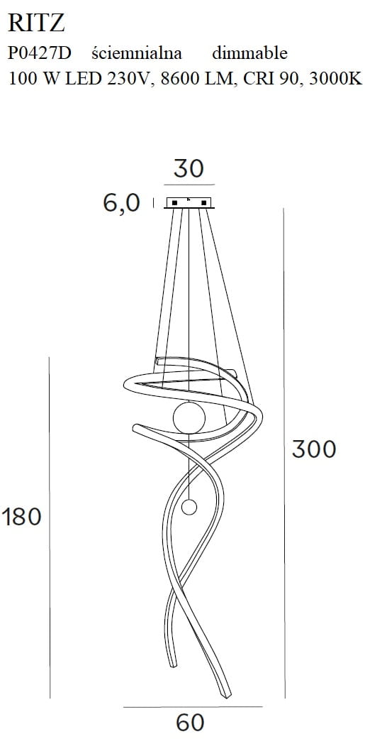 Maxlight P0427D Hanglamp Ritz
