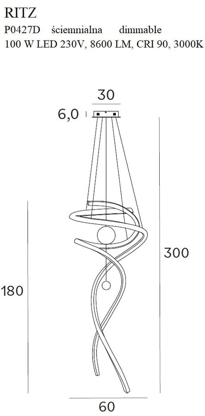 Maxlight P0427D Hanglamp Ritz