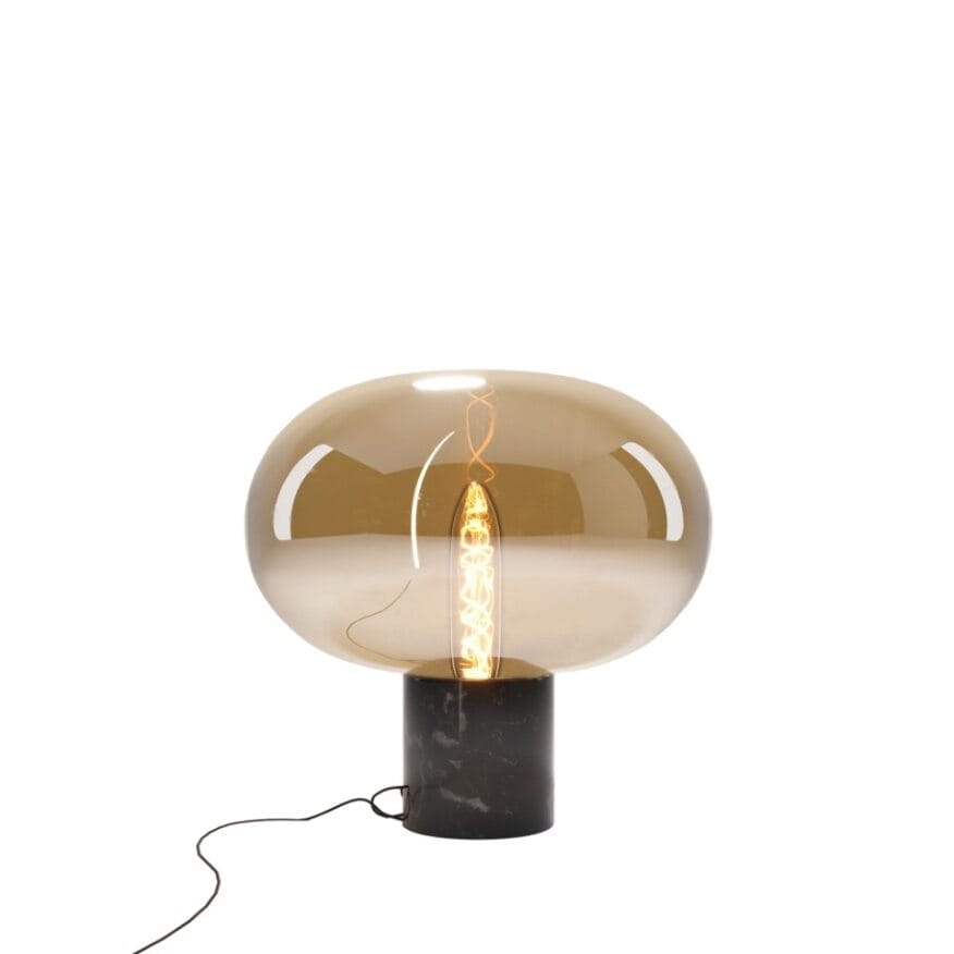 Maxlight T0058 Tafellamp Moonstone Amber Glas + Zwart Marmer