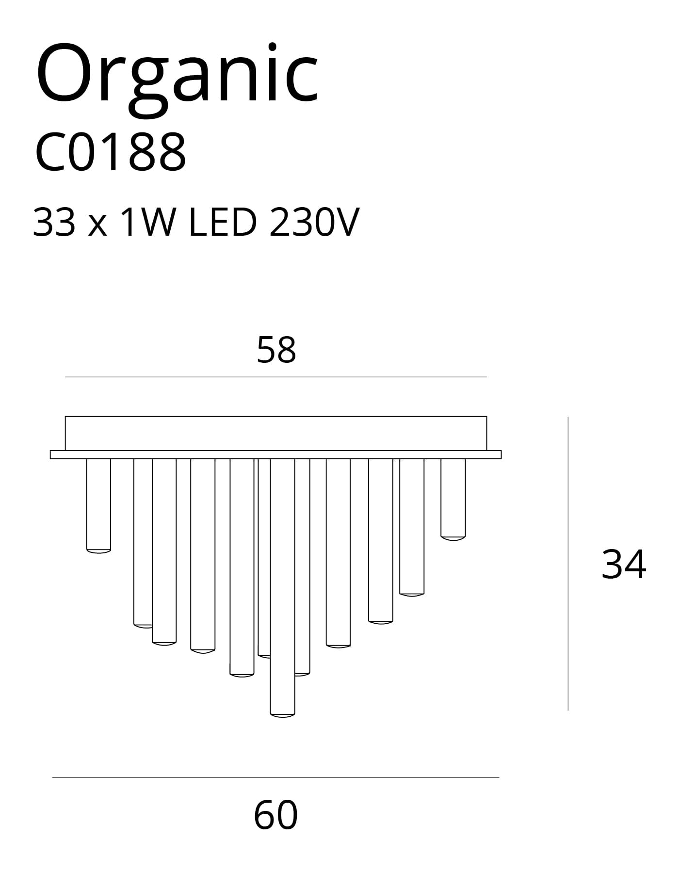 Maxlight C0188D Plafondlamp Organic 33X1 Goud Dimbaar