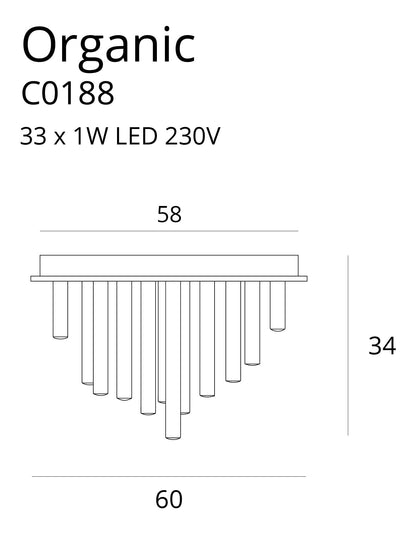 Maxlight C0188D Plafondlamp Organic 33X1 Goud Dimbaar