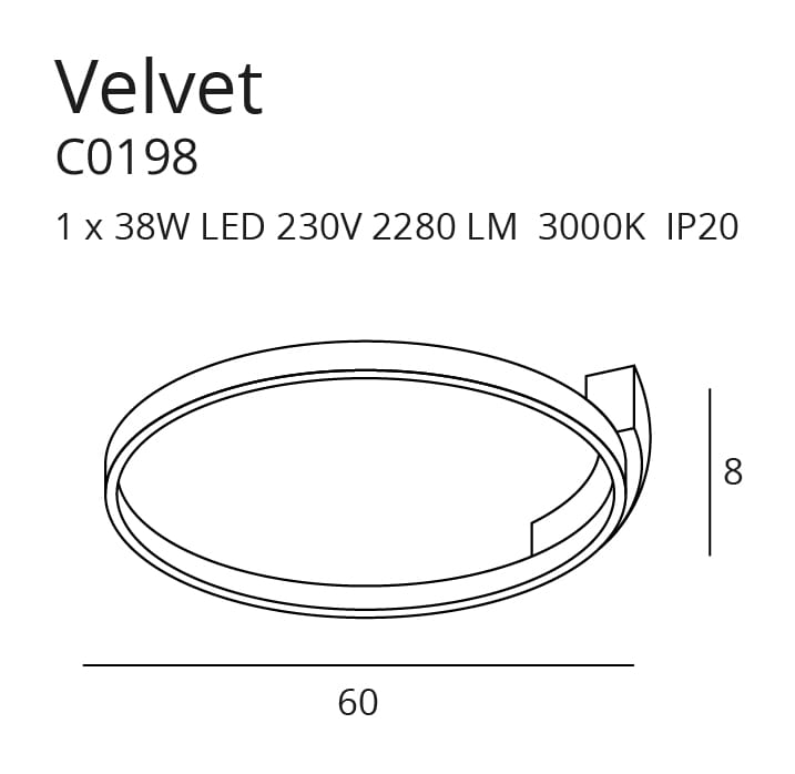Maxlight C0198 Plafondlamp Velvet 38W  Ø: 60 Cm