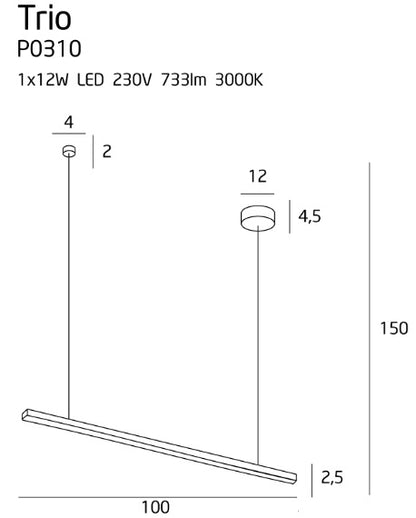 Maxlight P0310D Hanglamp Trio 1 Dimbaar