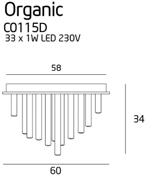 Maxlight C0115D Plafondlamp Organic 33X1 Chroom Dimbaar