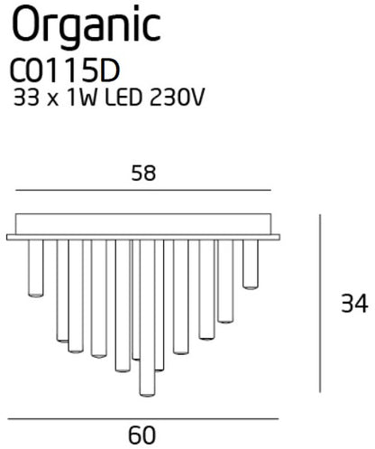 Maxlight C0115D Plafondlamp Organic 33X1 Chroom Dimbaar