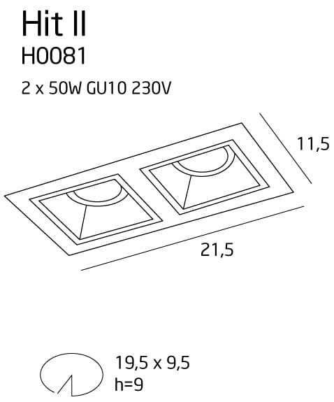 Maxlight H0091 Recessed Lamp Hit 2 Zwart