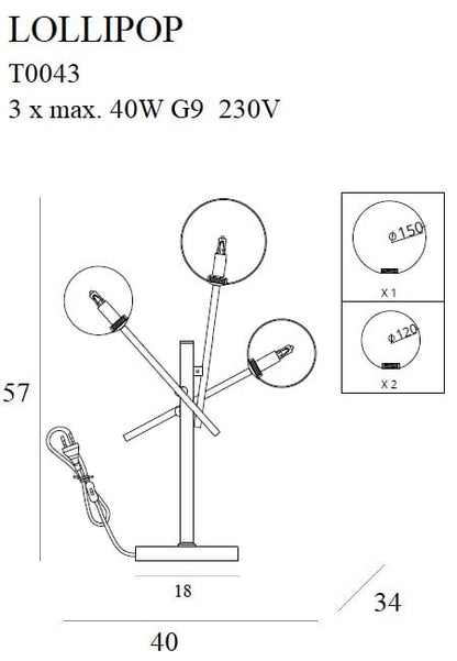 Maxlight T0043 Tafellamp Lollipop Zwart