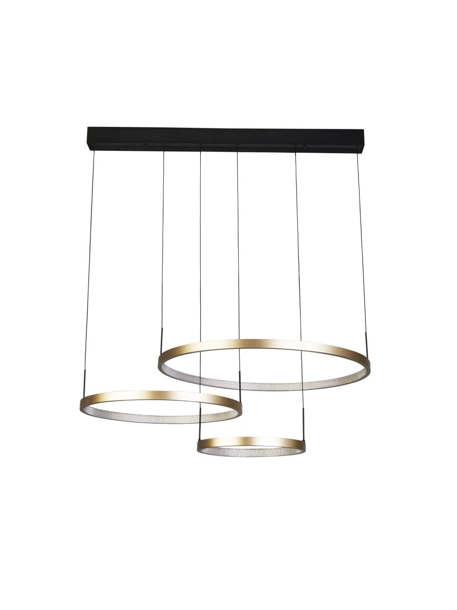 Searchlight Grace 3 Ring Hanglamp Zwart & Goud Metaal