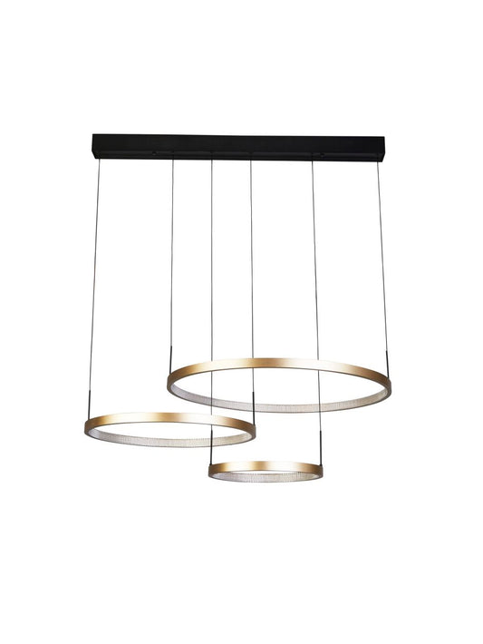 Searchlight Grace 3 Ring Hanglamp Zwart & Goud Metaal