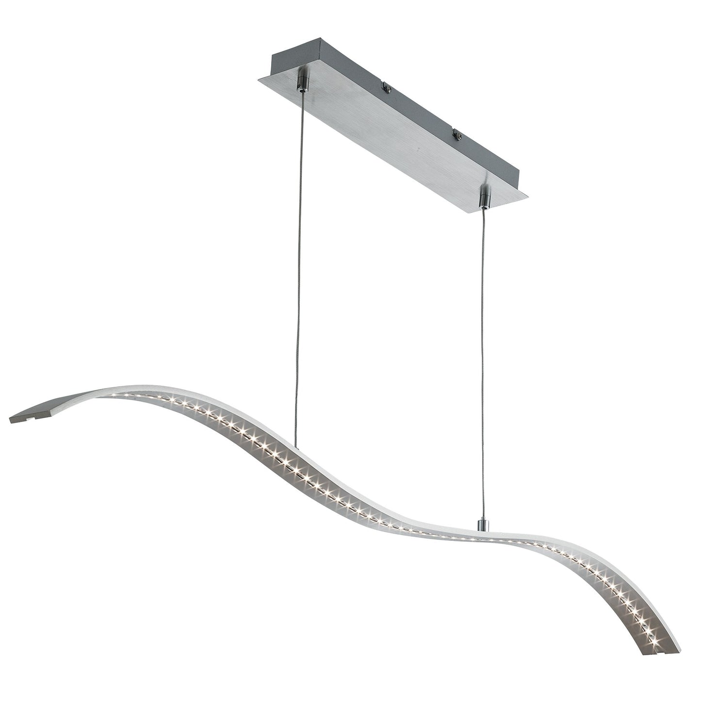 Searchlight Wing Bar Pendant - Satin Silver Metal