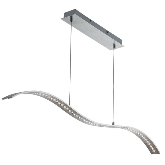 Searchlight Wing Bar Pendant - Satin Silver Metal