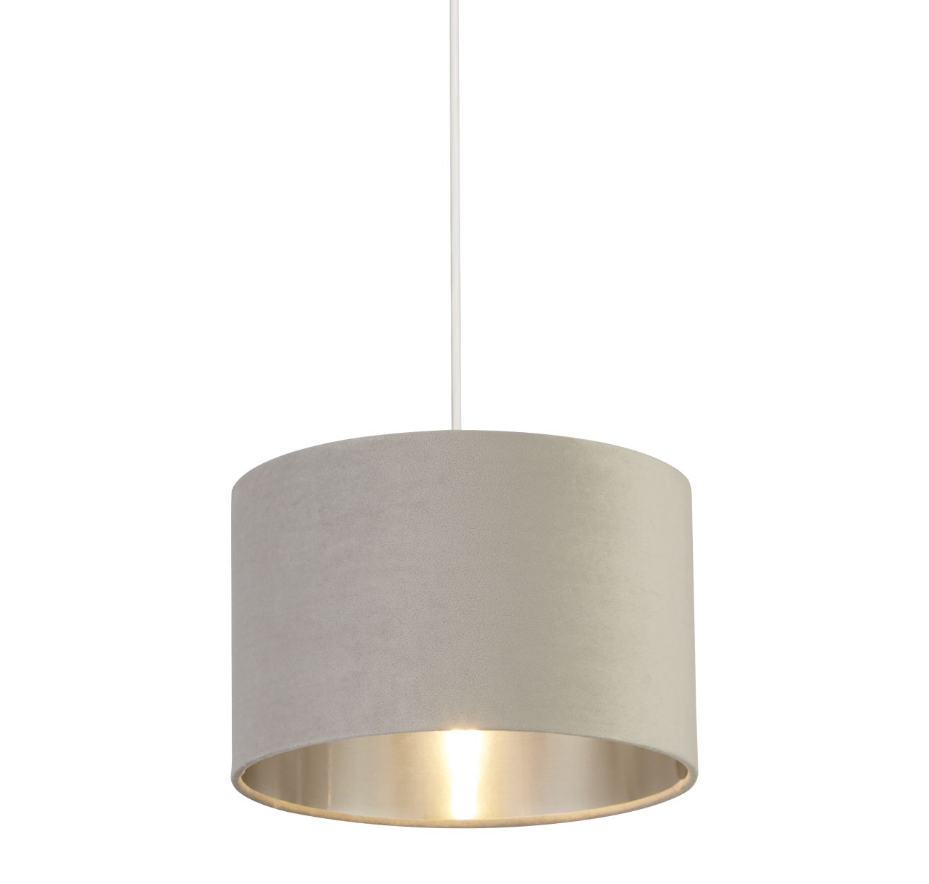 Searchlight Drum Lampenkap Light Grijs Velours with Zilver Inner Dia.28cm