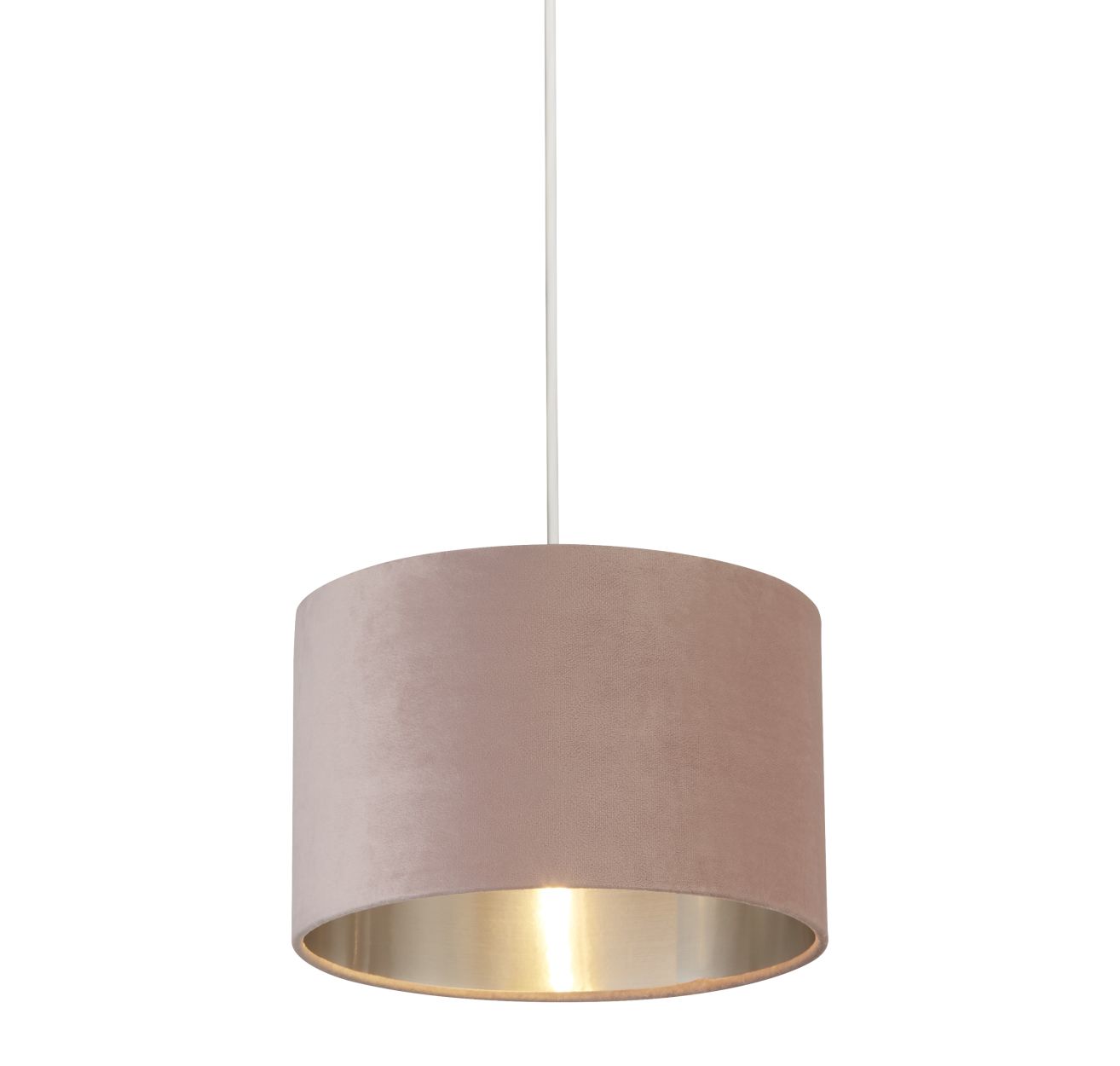 Searchlight Drum Lampenkap Roze Velours with Zilver Inner Dia.28cm