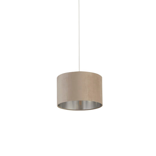 Searchlight Drum Lampenkap Taupe Velours with Zilver Inner Dia.28cm