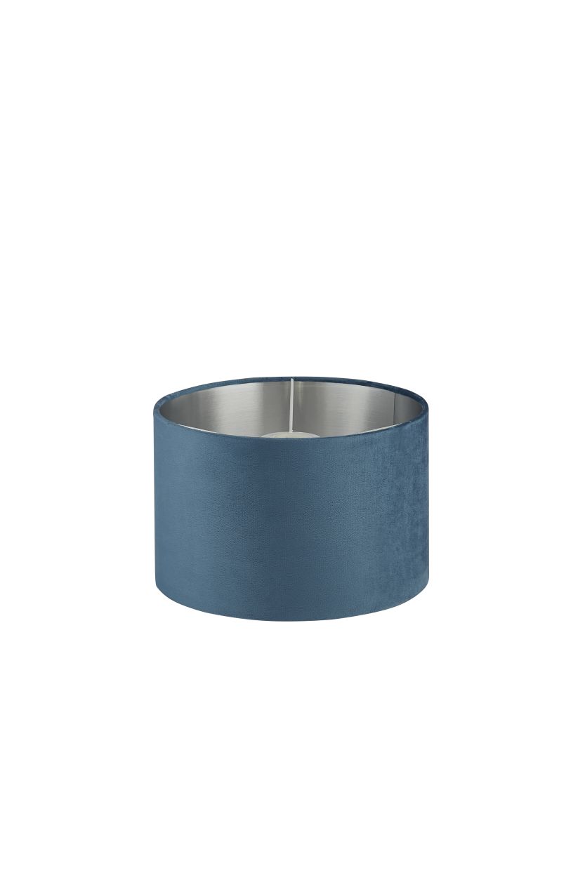 Searchlight Drum Lampenkap Teal Velours with Zilver Inner Dia.28cm