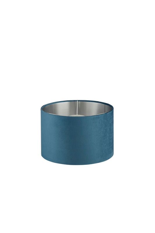 Searchlight Drum Lampenkap Teal Velours with Zilver Inner Dia.28cm