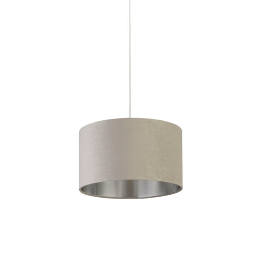 Searchlight Drum Lampenkap Light Grijs Velours with Zilver Inner Dia.38cm