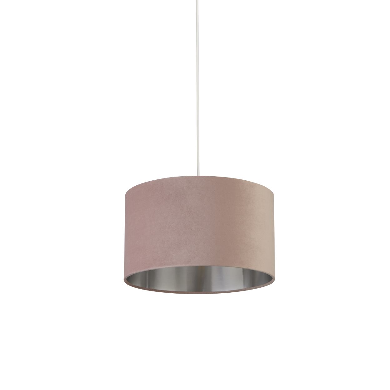 Searchlight Drum Lampenkap Roze Velours With Zilver Inner Dia.38cm