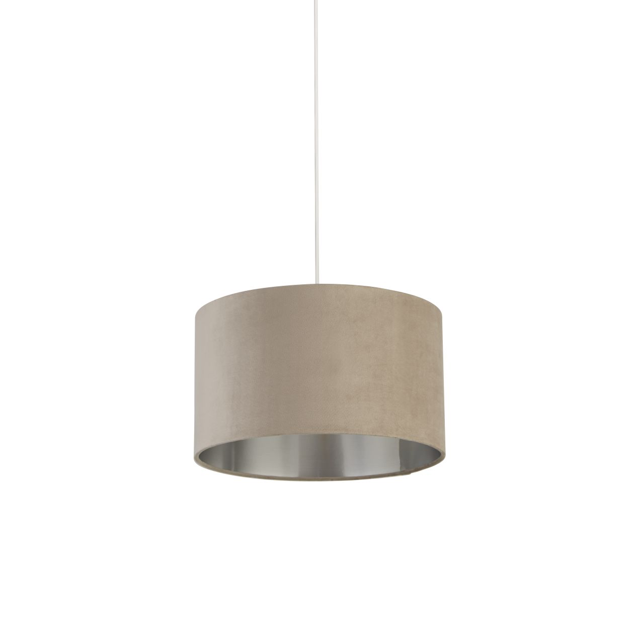 Searchlight Drum Lampenkap Taupe Velours with Zilver Inner Dia.38cm