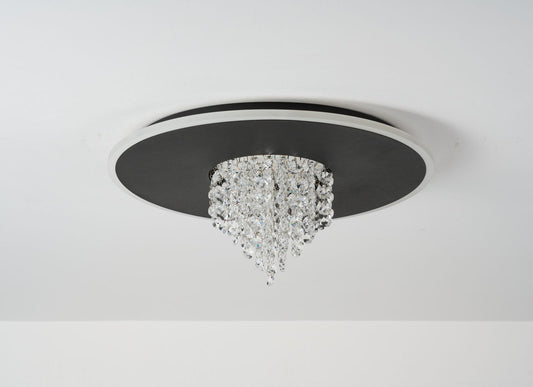 Searchlight Deluge LED Flush, Zwart Metaal with Kristal Glas