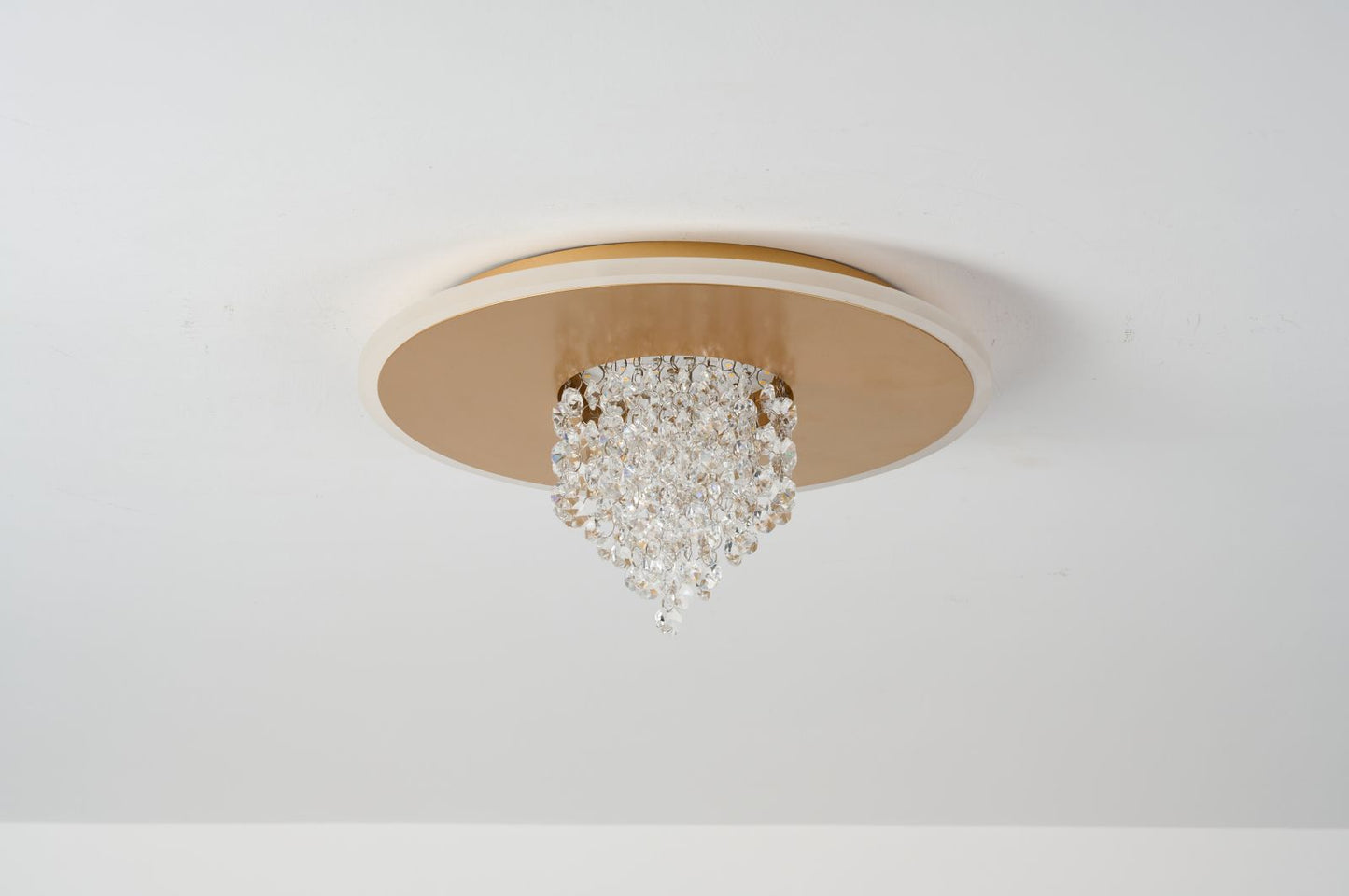 Searchlight Deluge LED Flush, Goud Metaal with Kristal Glas