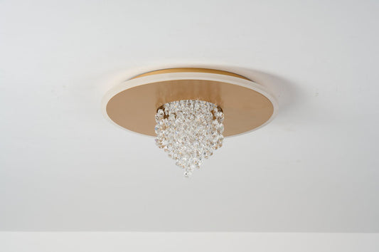 Searchlight Deluge LED Flush, Goud Metaal with Kristal Glas