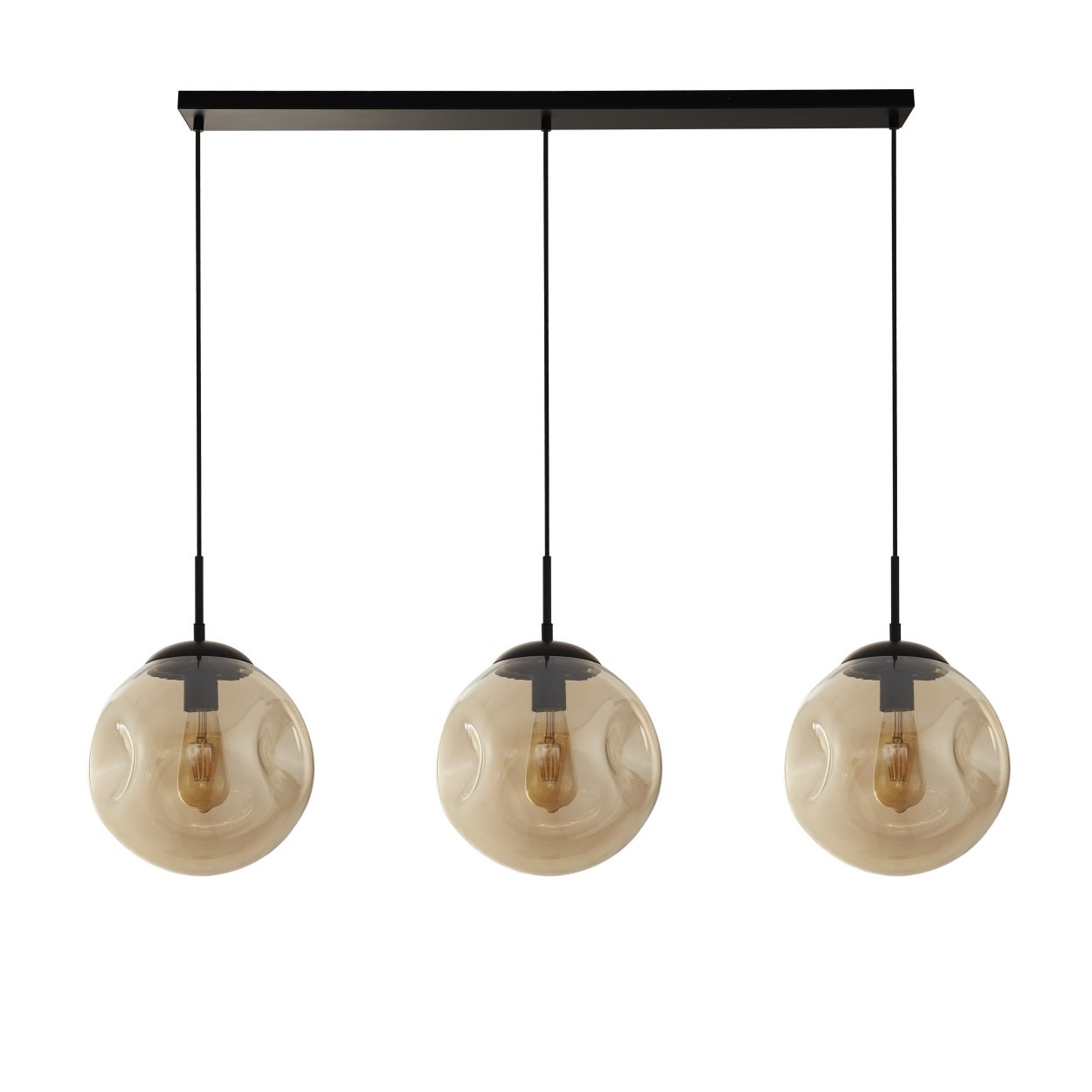 Searchlight Punch 3Lt Bar Hanglamp Zwart Metaal & Champagne Punched Glas