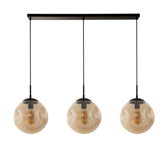 Searchlight Punch 3Lt Bar Hanglamp Zwart Metaal & Champagne Punched Glas