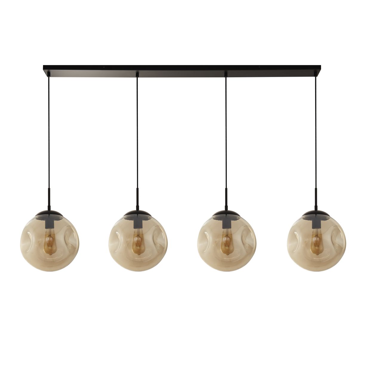 Searchlight Punch 4Lt Bar Hanglamp Zwart Metaal & Champagne Punched Glas