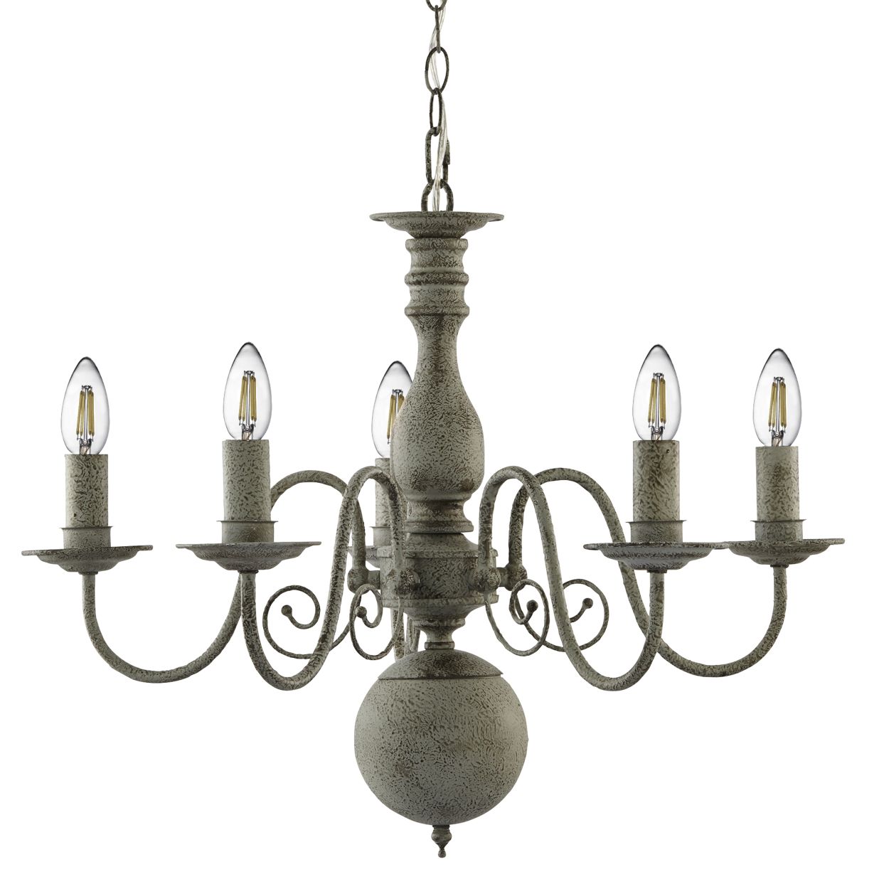 Searchlight Greythorne 5Lt Hanglamp Textured Grijs Metaal