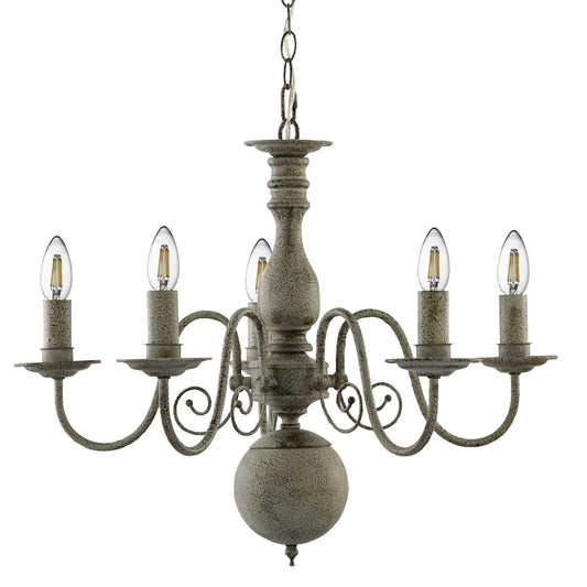Searchlight Greythorne 5Lt Hanglamp Textured Grijs Metaal