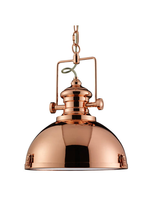 Searchlight Louisiana Hanglamp Koper Metaal & Helder Lens