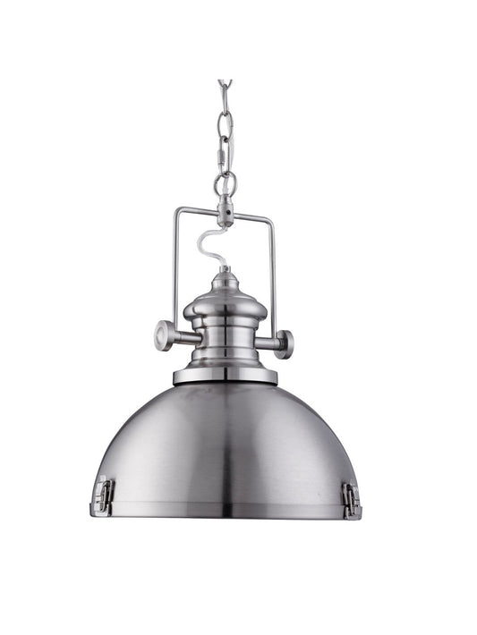 Searchlight Louisiana Hanglamp Satin Zilver Metaal & Helder Lens