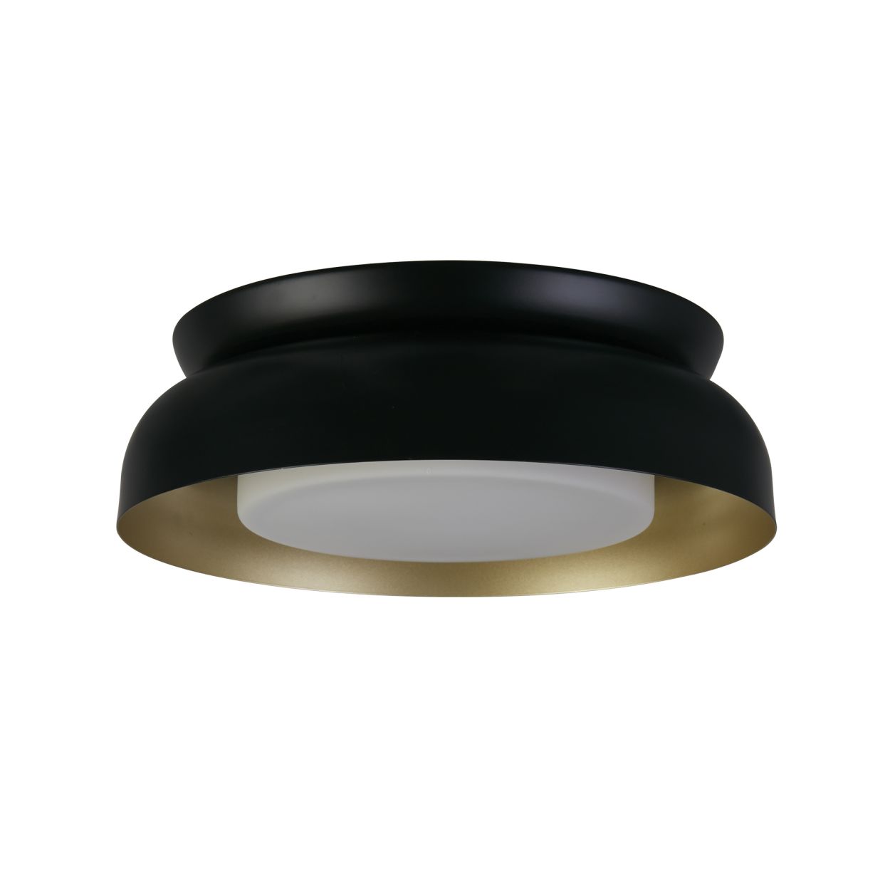 Searchlight Kendal 2Lt Flush, Zwart & Goud Metaal with Mat Diffuser