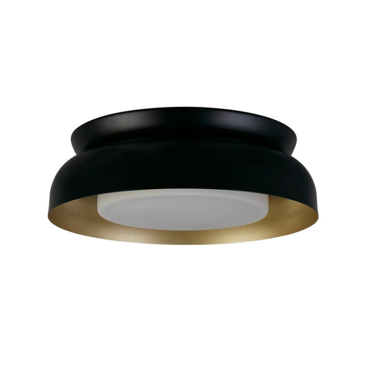 Searchlight Kendal 2Lt Flush, Zwart & Goud Metaal with Mat Diffuser