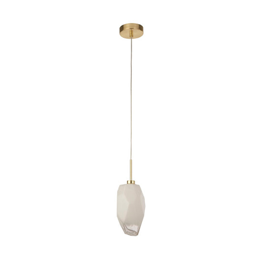 Searchlight Rocky 1Lt Hanglamp, Satin Messing Metaal & Glas