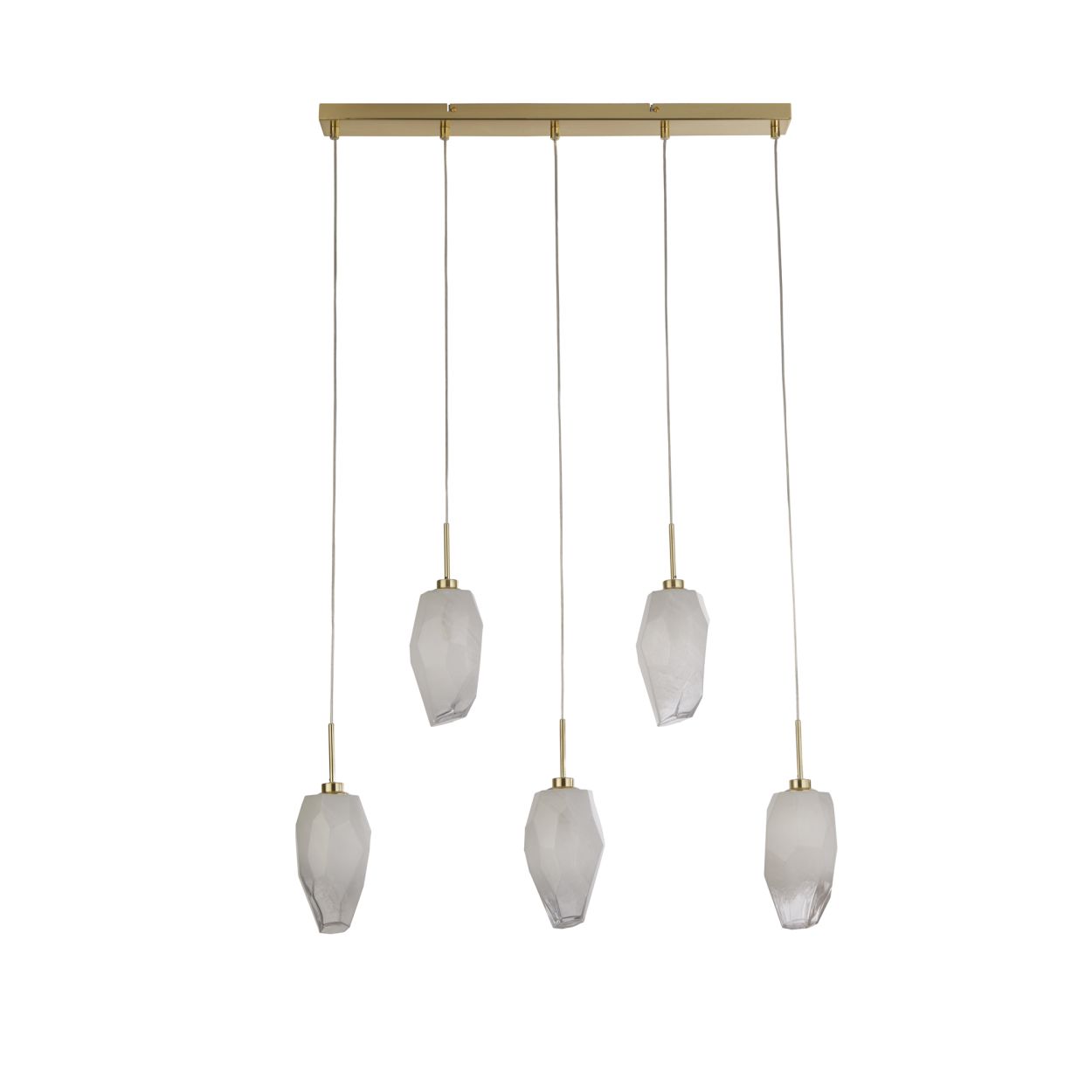 Searchlight Rocky 5Lt Bar Hanglamp, Satin Messing Metaal & Glas