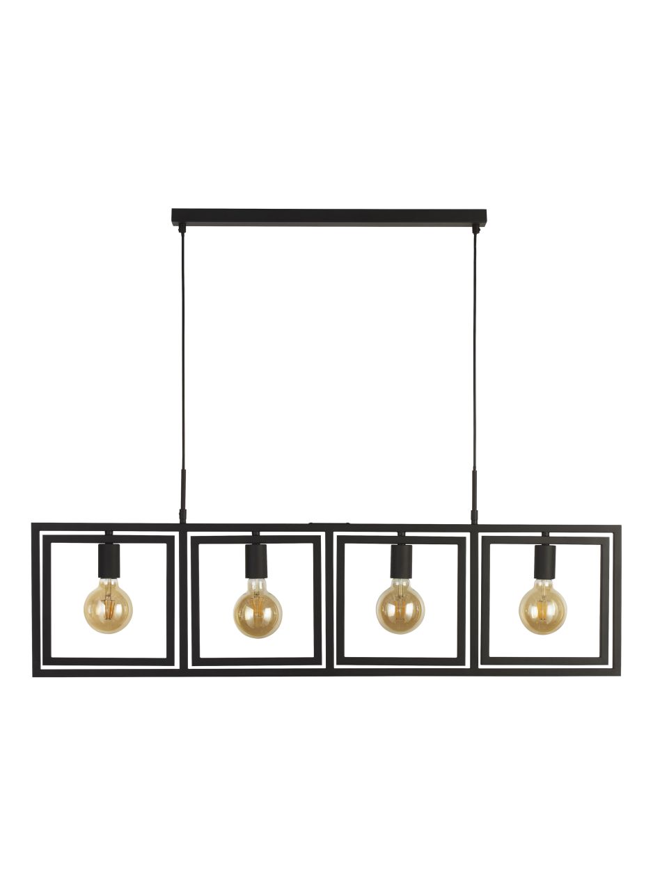 Searchlight Plaza 4Lt Hanglamp Mat Zwart Metaal