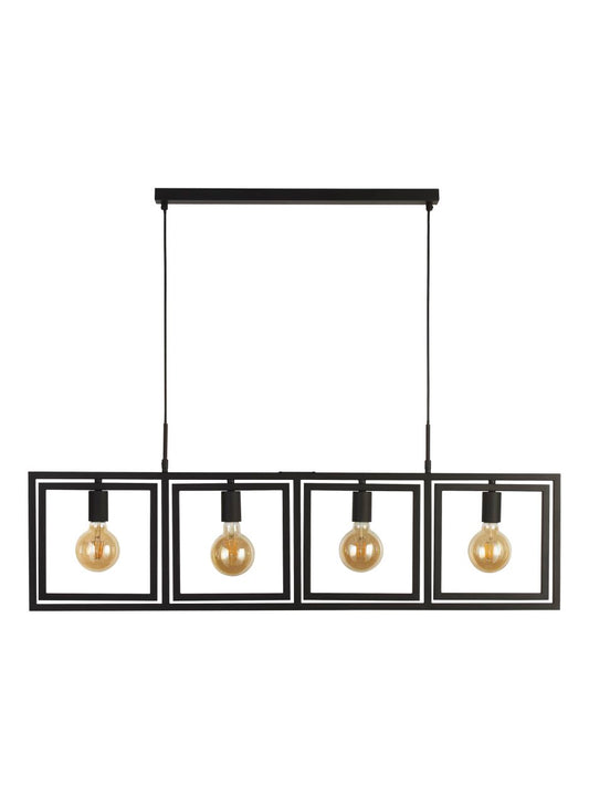 Searchlight Plaza 4Lt Hanglamp Mat Zwart Metaal
