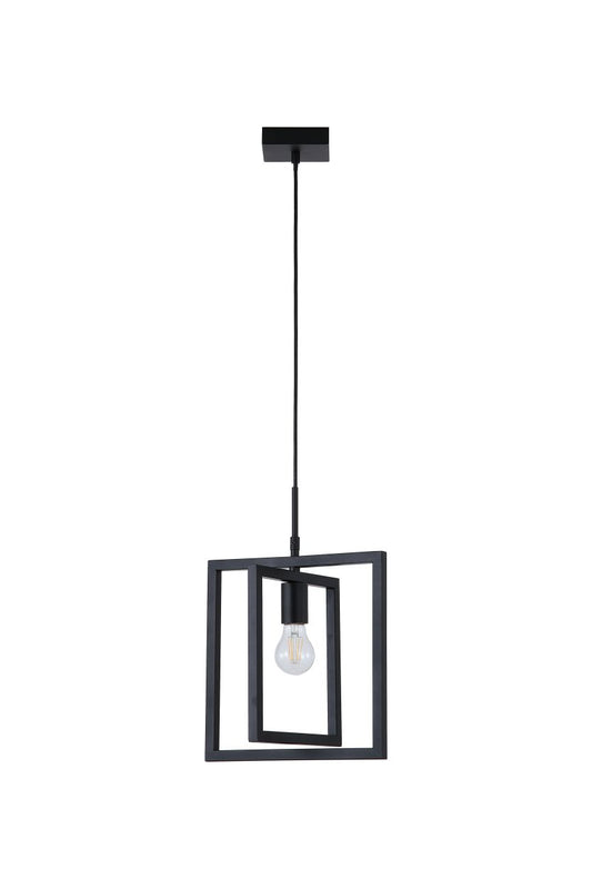 Searchlight Plaza 1Lt Hanglamp, Zwart Metaal