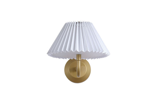 Searchlight Danish Oplaadbaar Wandlamp, Goud Metaal with Wit Pleate