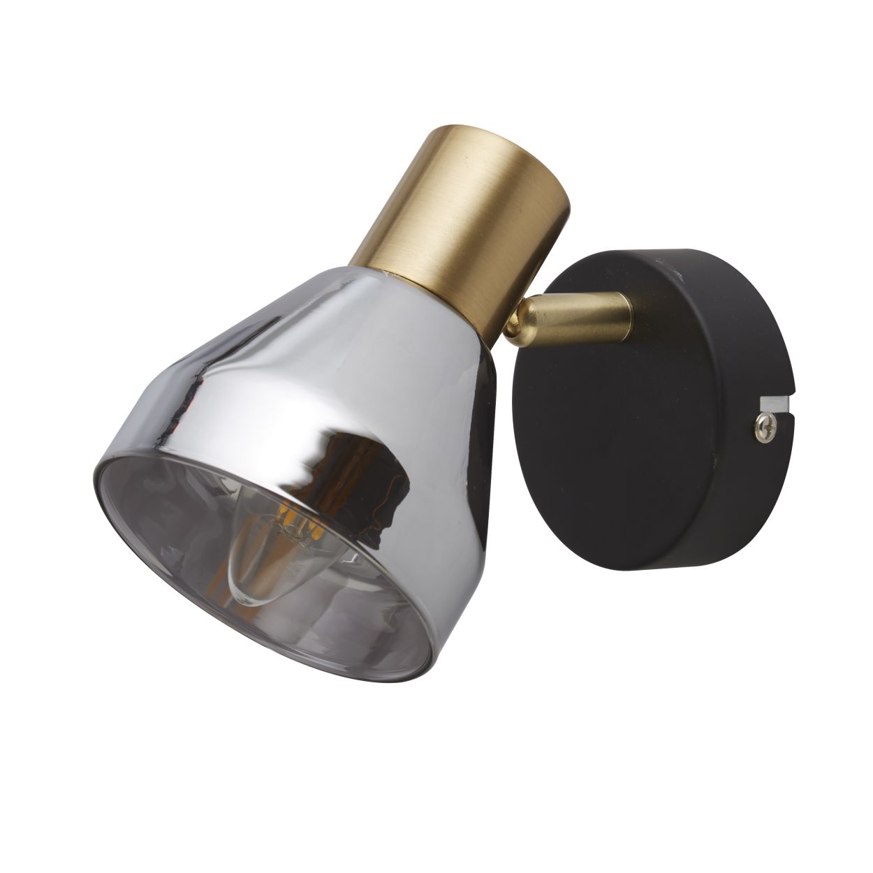 Searchlight Westminster Spot Zwart, Satin Messing Metaal & Smoked