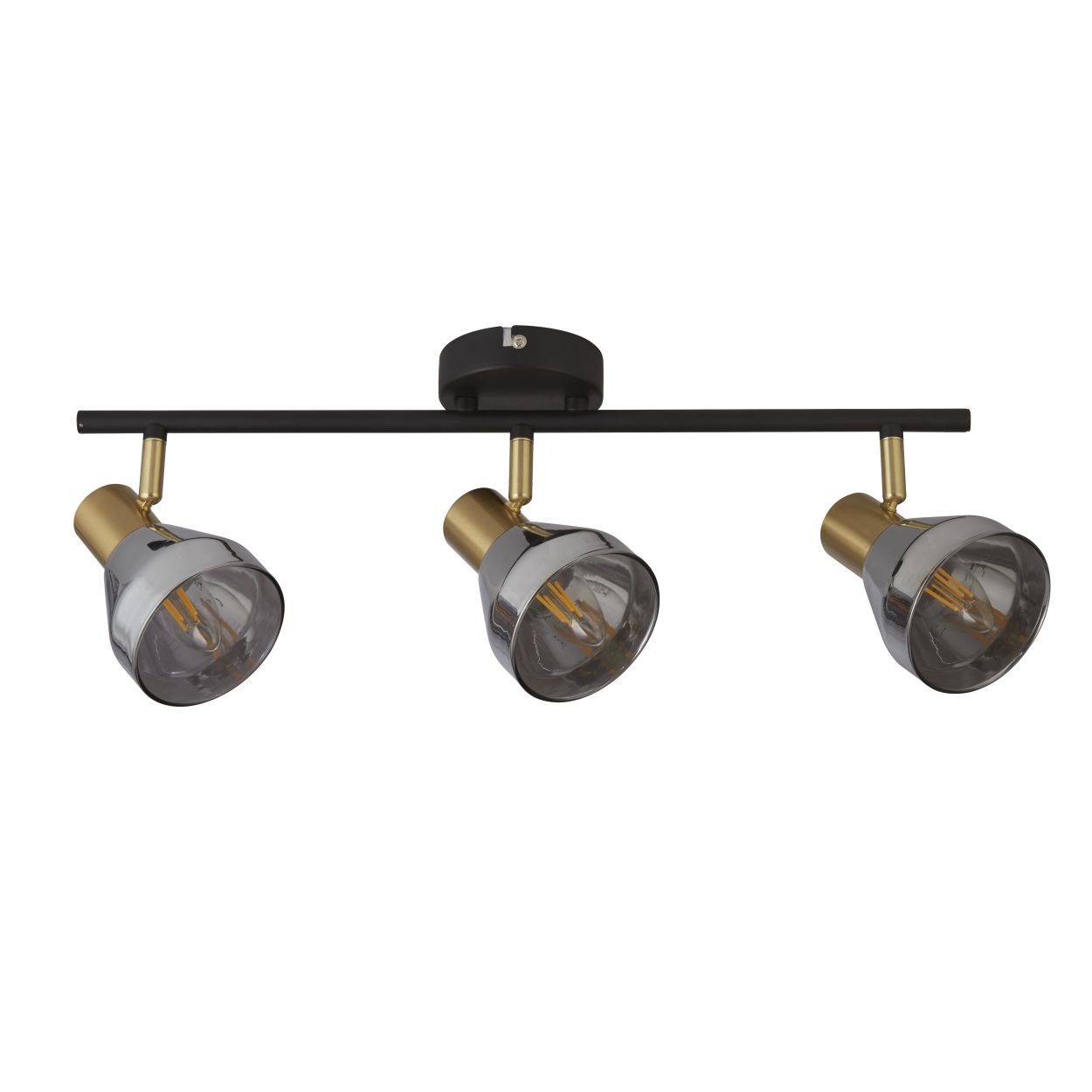 Searchlight Westminster 3Lt Spot Zwart, Satin Messing Metaal & Smoked Glas