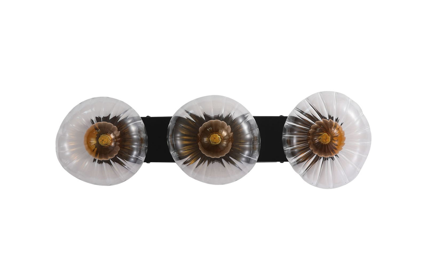 Searchlight Sunbeam 3lt Wandlamp, Helder and Amber Ribbed Glas