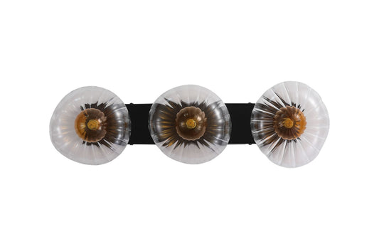 Searchlight Sunbeam 3lt Wandlamp, Helder and Amber Ribbed Glas
