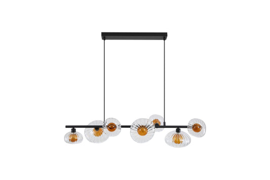 Searchlight Sunbeam 7lt Hanglamp, Helder and Amber Ribbed Glas